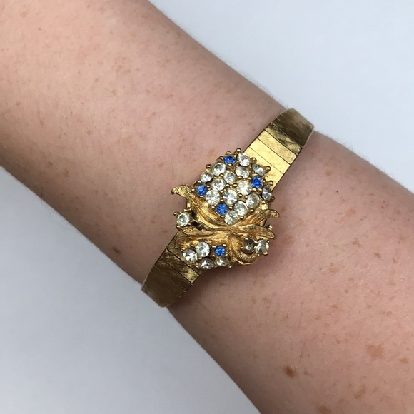 Lucerne Swiss mvmt vintage watch gold rhinestone